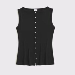 Abercrombie Black Slash Button-Through Top
